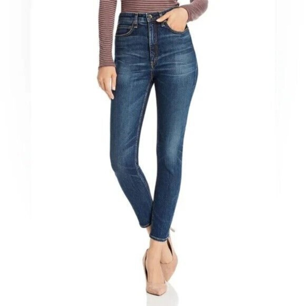 Rag & Bone Jane Super High Rise Skinny Jeans Zeke Dark Wash